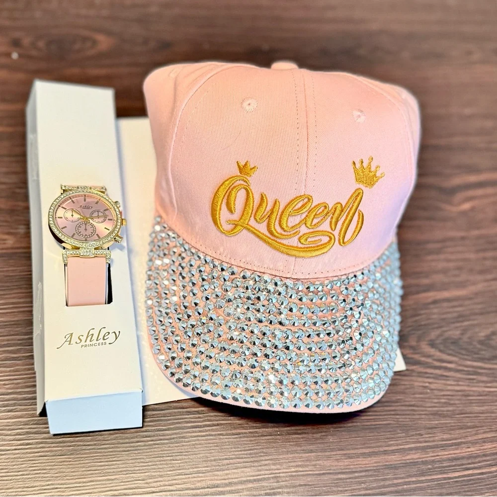 Pink Queen Rhinestone Hat & Watch Gift Set Ashley Princess NWT - Picture 6 of 8